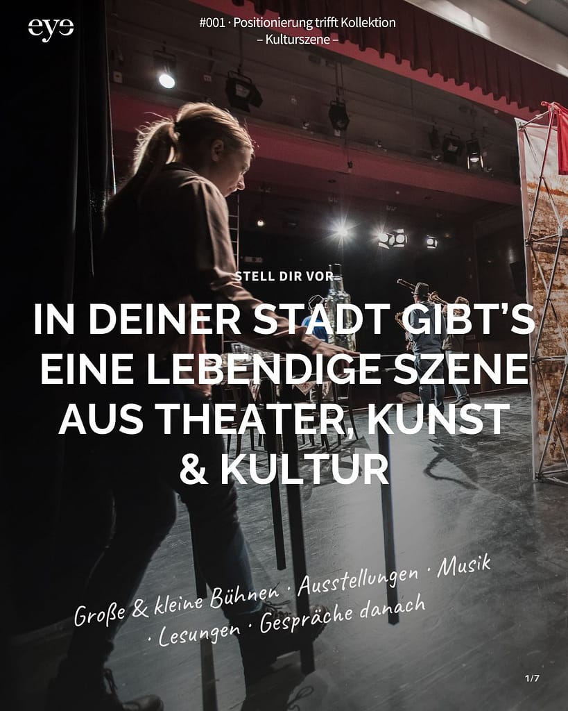 Titelbild der Stilwelt „Kulturszene“ mit einer Person hinter der Bühne eines Theaters.